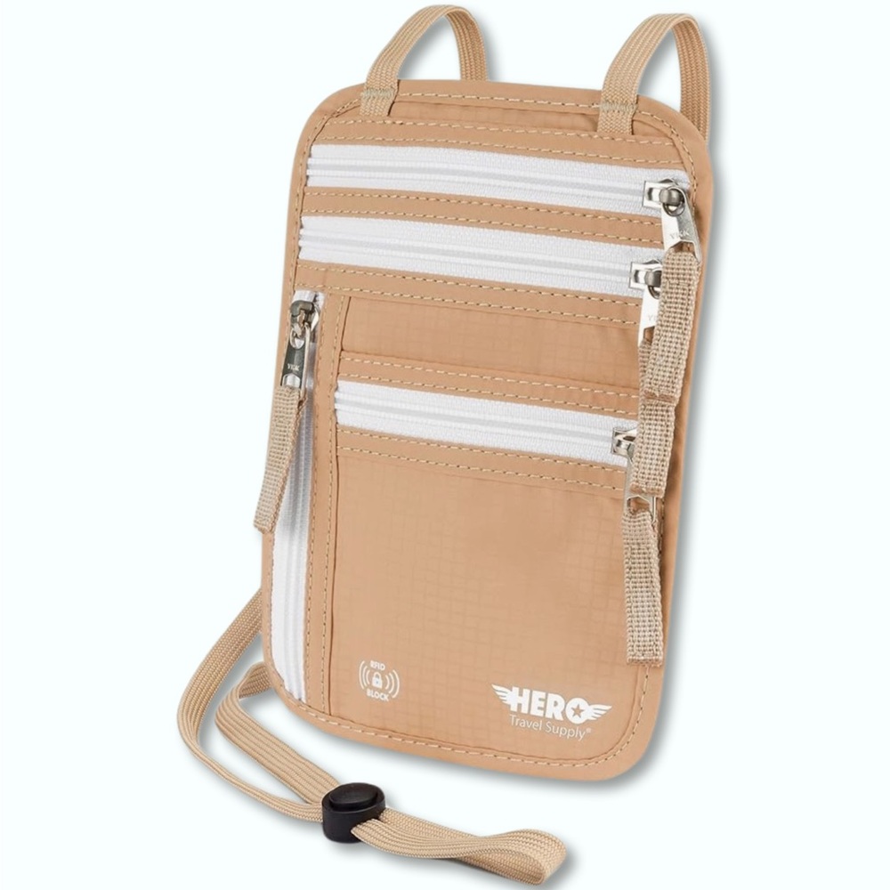 Christmas Gift Idea For Your Traveler Hero Neck Wallet Color Beige